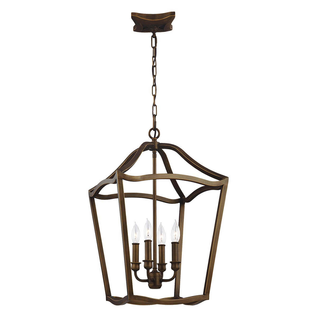 Suspension Yarmouth 4 lumières laiton vieilli