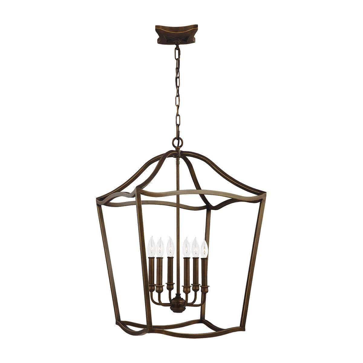 Suspension Yarmouth 6 lumières laiton vieilli