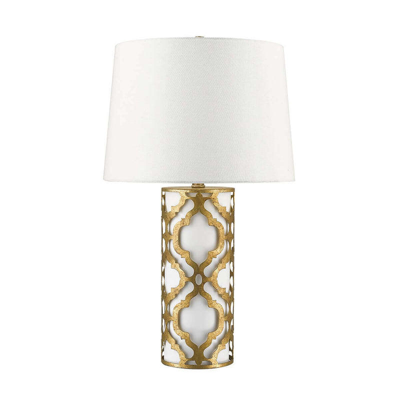 Lampe à poser Arabella dorée et blanche