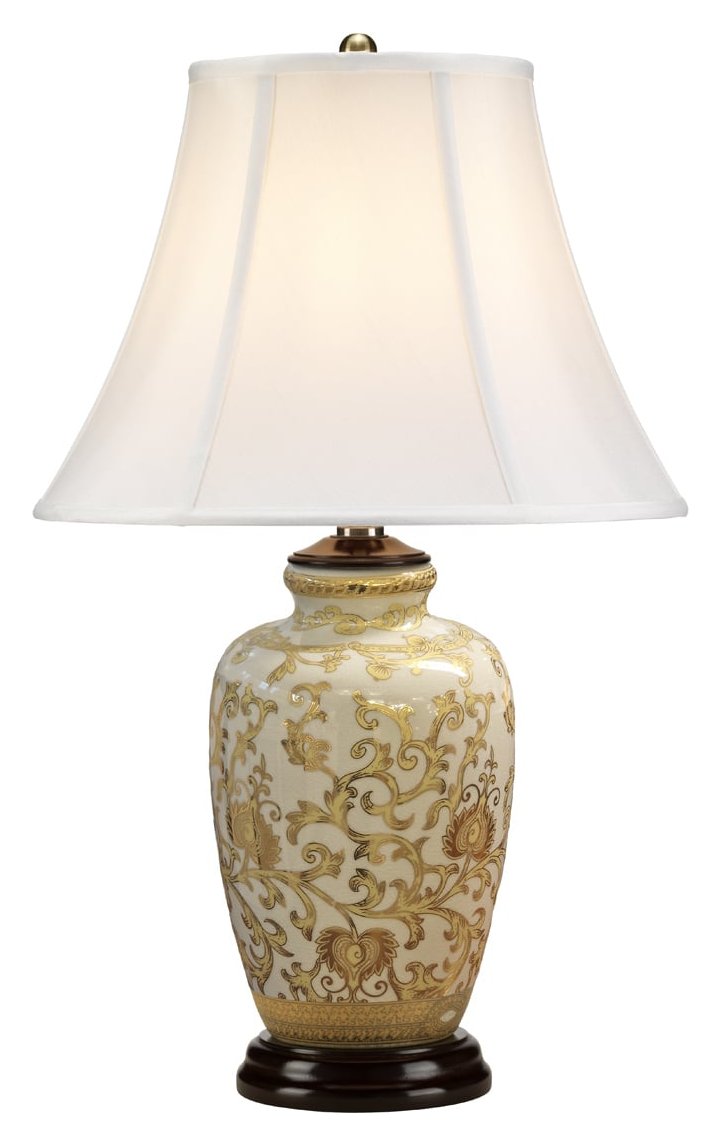 Lampe à poser Made dorée et blanche, porcelaine