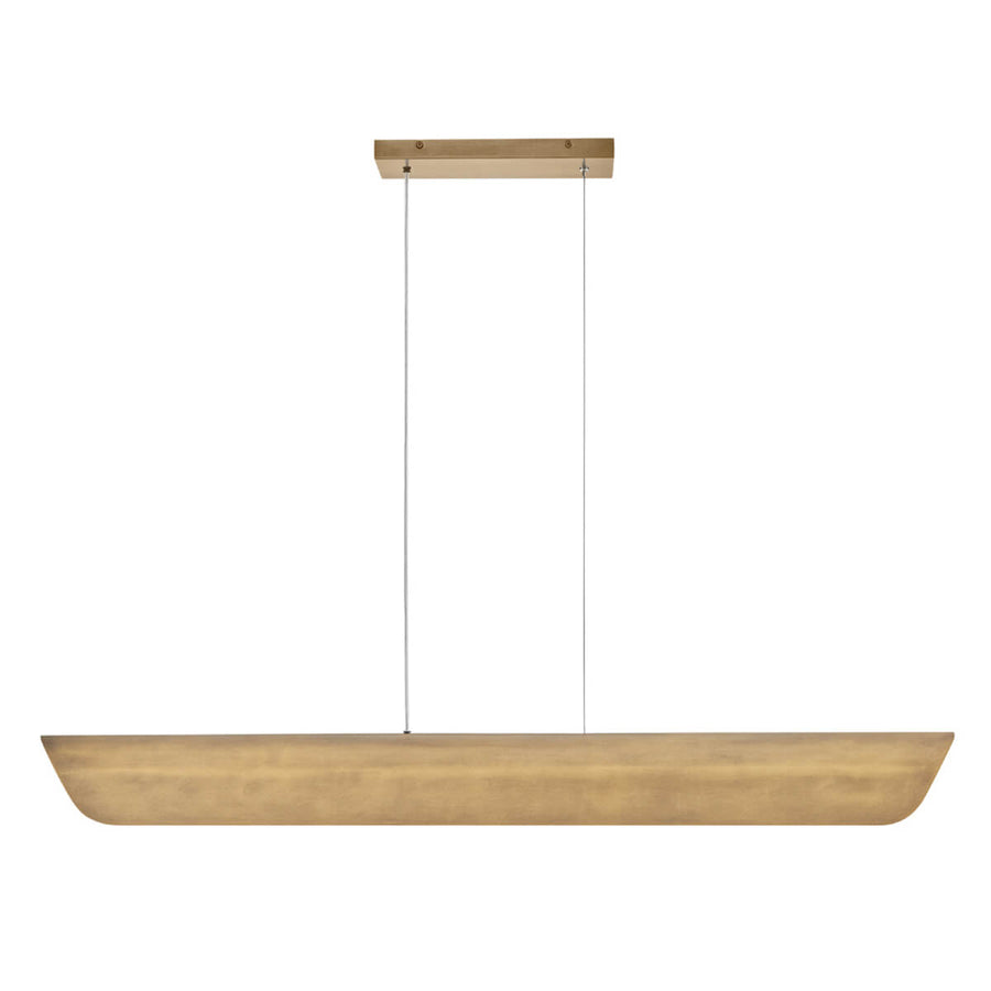 Vue de face du bandeau lumineux suspendu par deux câbles fins