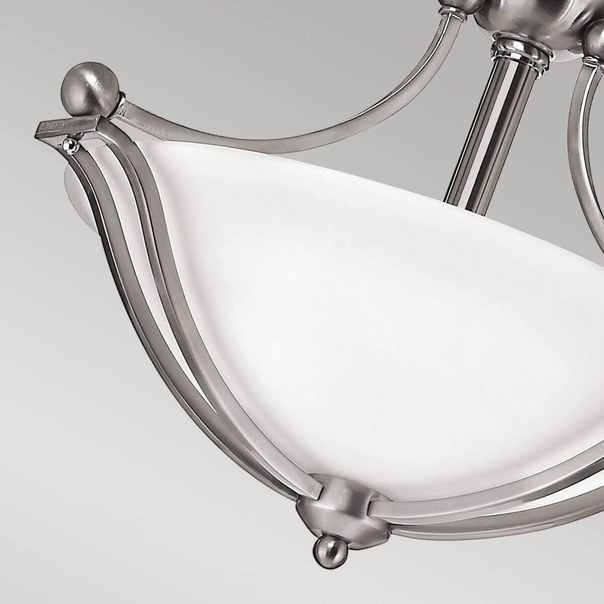 Plafonnier Bolla 2 lumières nickel satiné, verre, Ø 48,9 cm