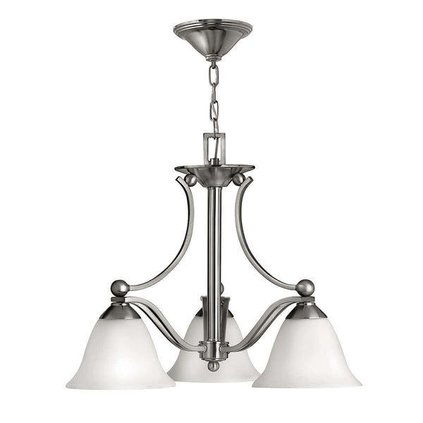 Lustre Bolla 3 lumières nickel satiné, verre