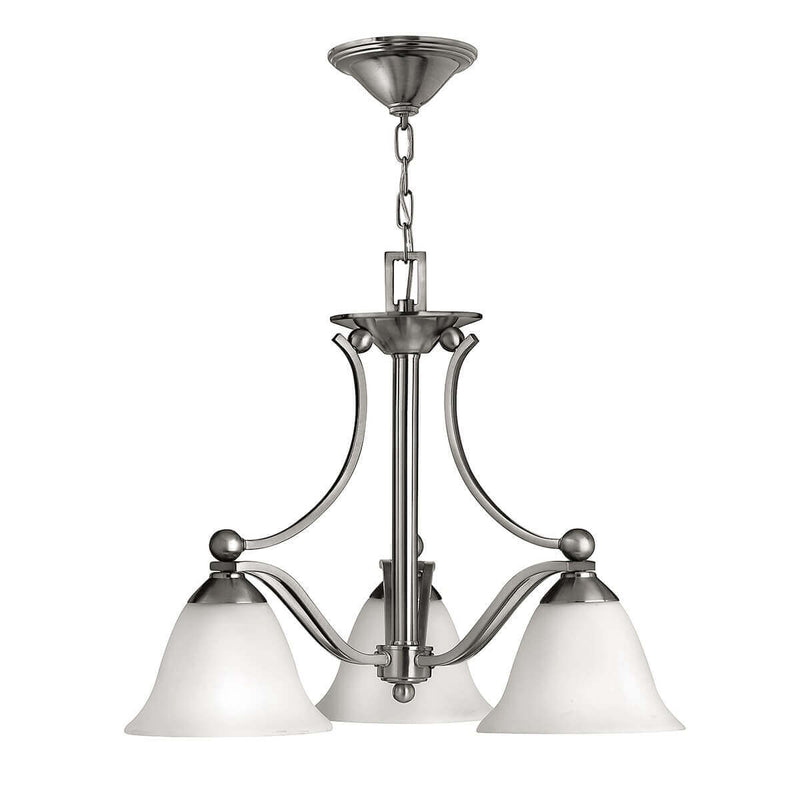 Lustre Bolla 3 lumières nickel satiné, verre