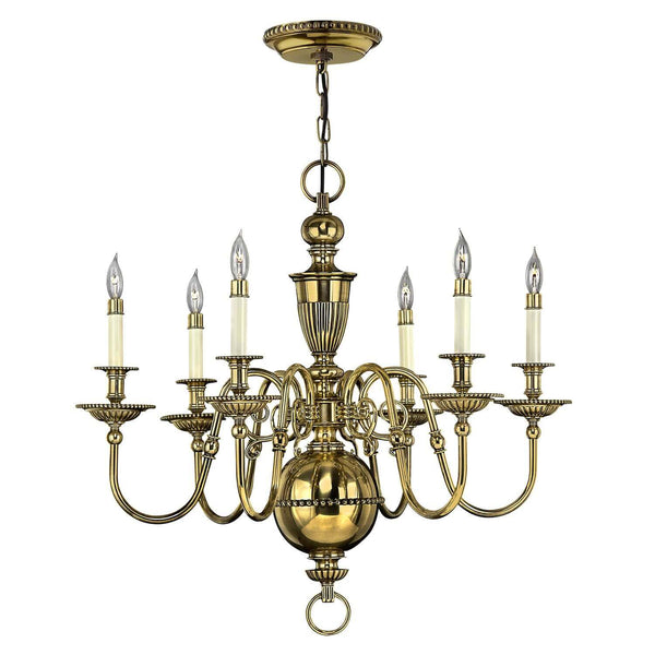 Lustre Cambridge 6 lumières laiton