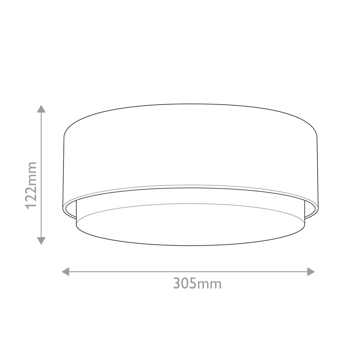 Schéma technique côté du plafonnier, diamètre 305 mm et hauteur 122 mm