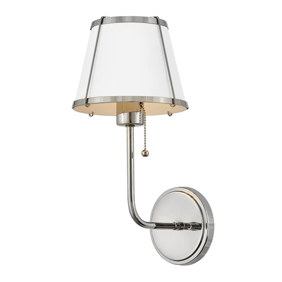 Applique murale Clarke nickel poli et blanche, verre