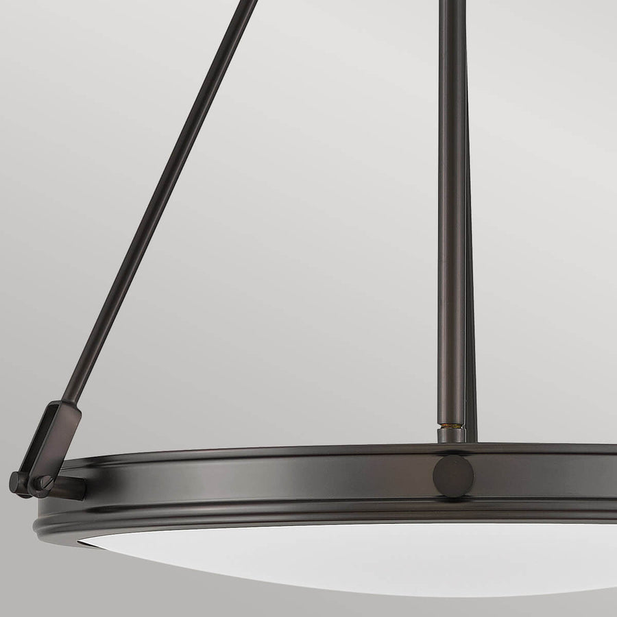 Détail du cercle inférieur et du diffuseur en verre blanc opalin