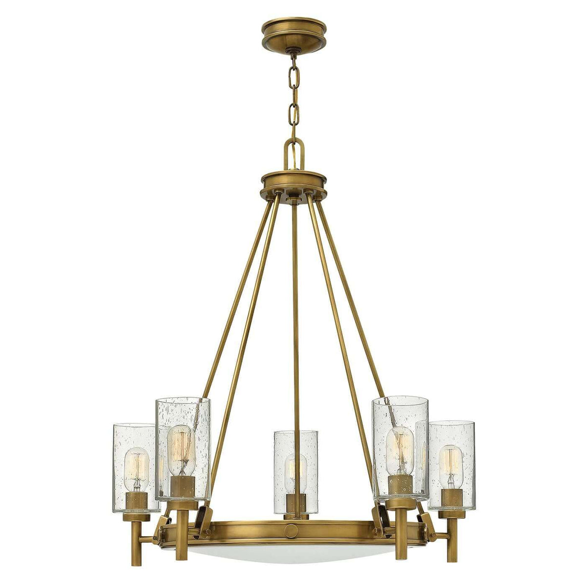 Lustre Collier 5 lumières laiton, verre