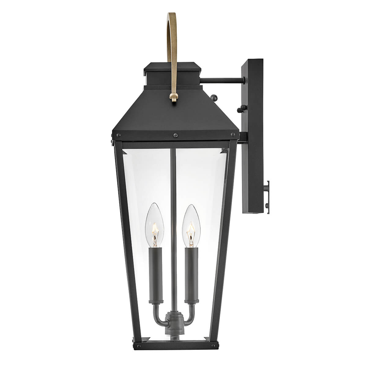 Applique extérieure Dawson 2 lumières noire et bronze, verre