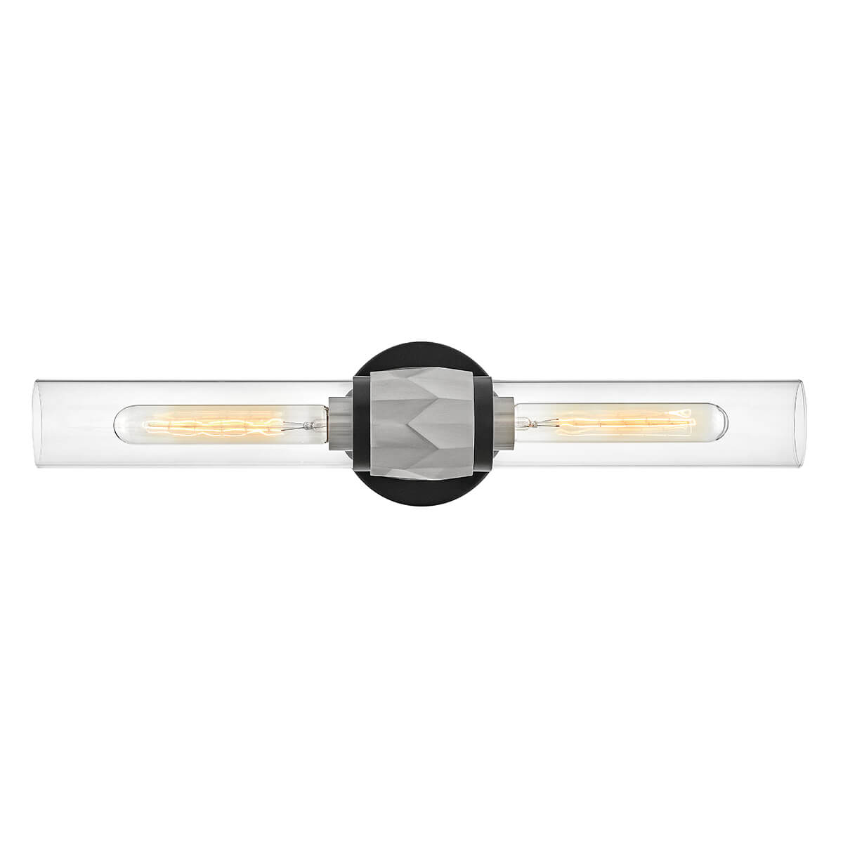 Applique murale Ellison 2 lumières noire et nickel satiné, verre