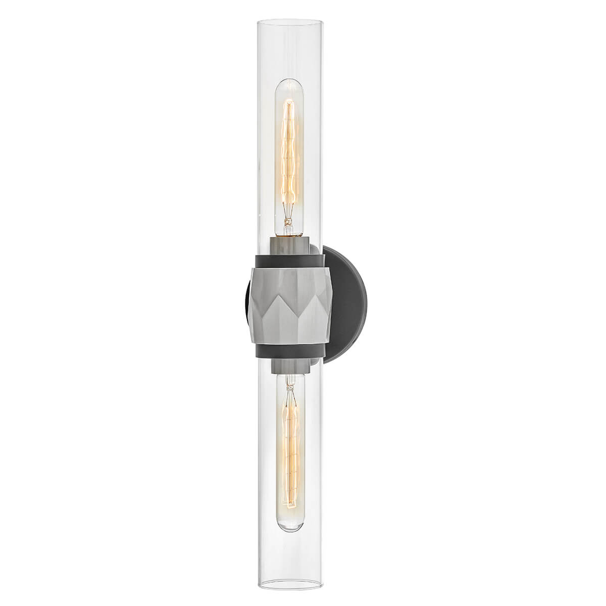 Applique murale Ellison 2 lumières noire et nickel satiné, verre