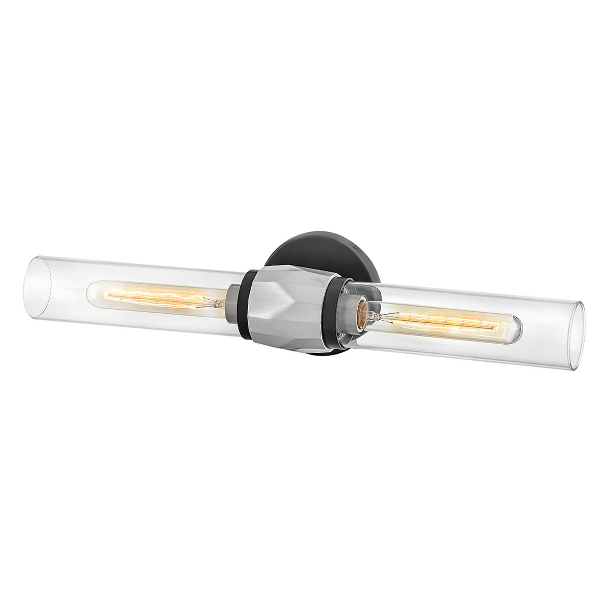 Applique murale Ellison 2 lumières noire et nickel satiné, verre