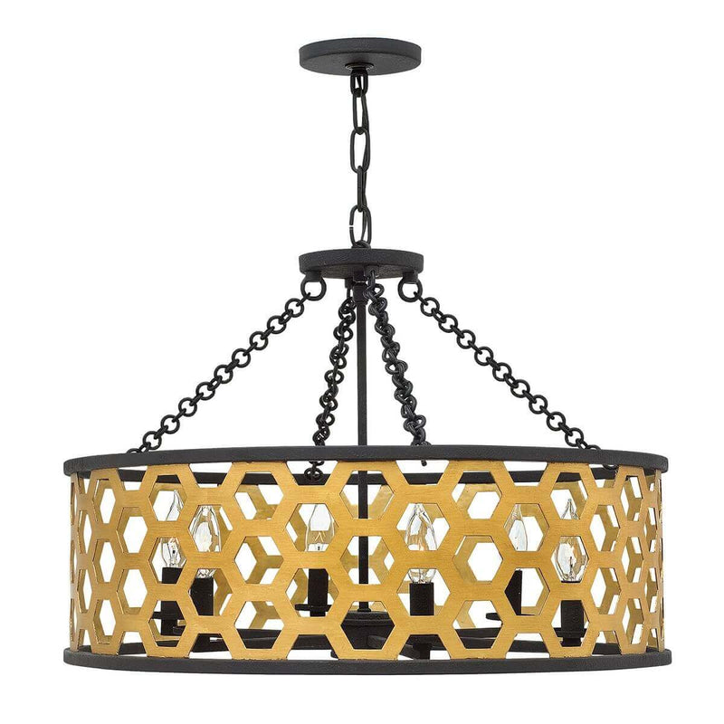 Suspension Felix 6 lumières dorée, Ø 61 cm