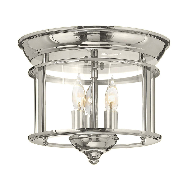 Plafonnier Gentry 3 lumières nickel poli, verre