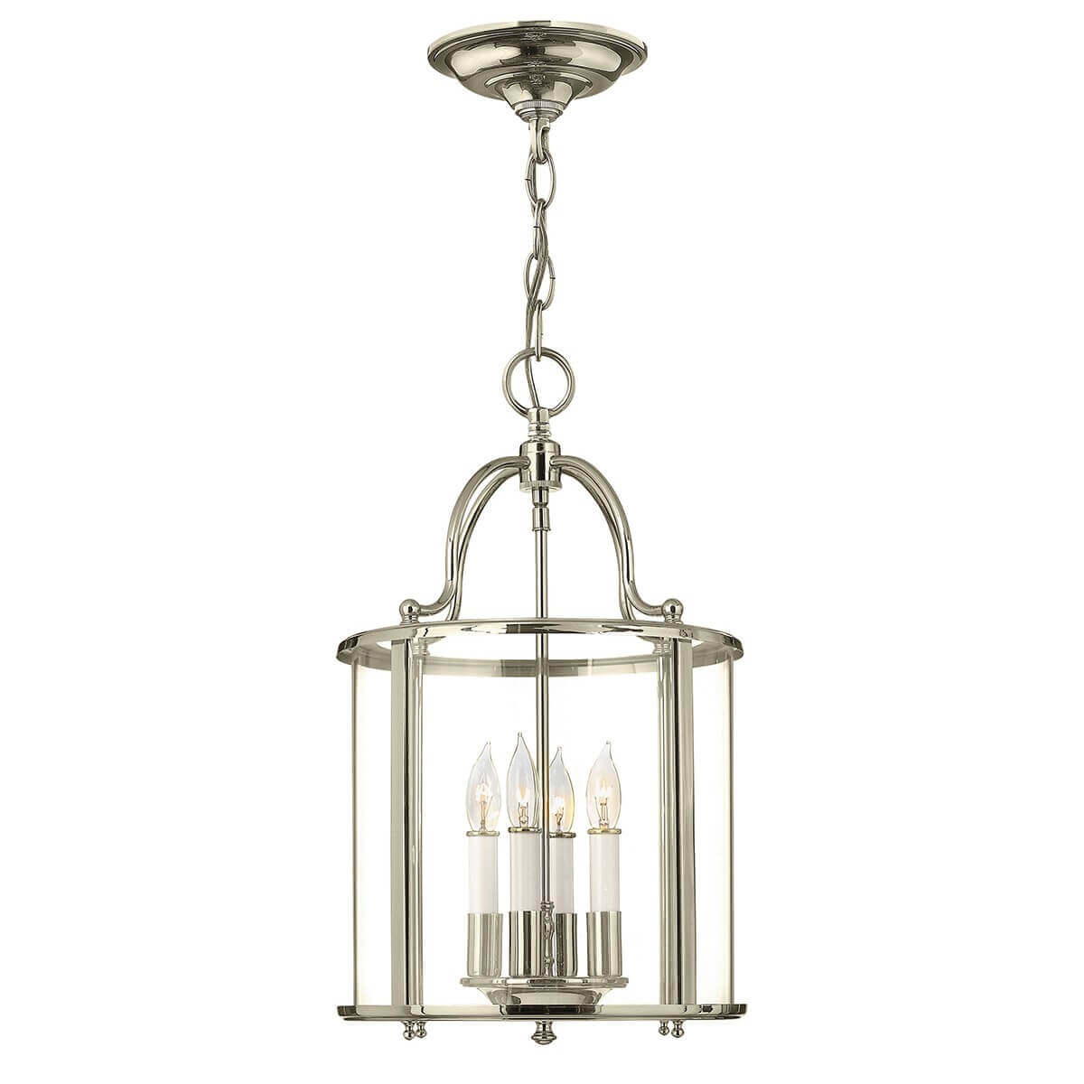 Suspension complète de face en nickel poli avec cage en verre transparent