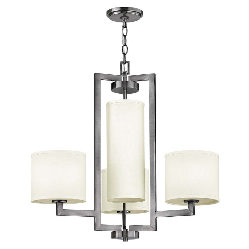 Lustre Hampton 4 lumières nickel, lin