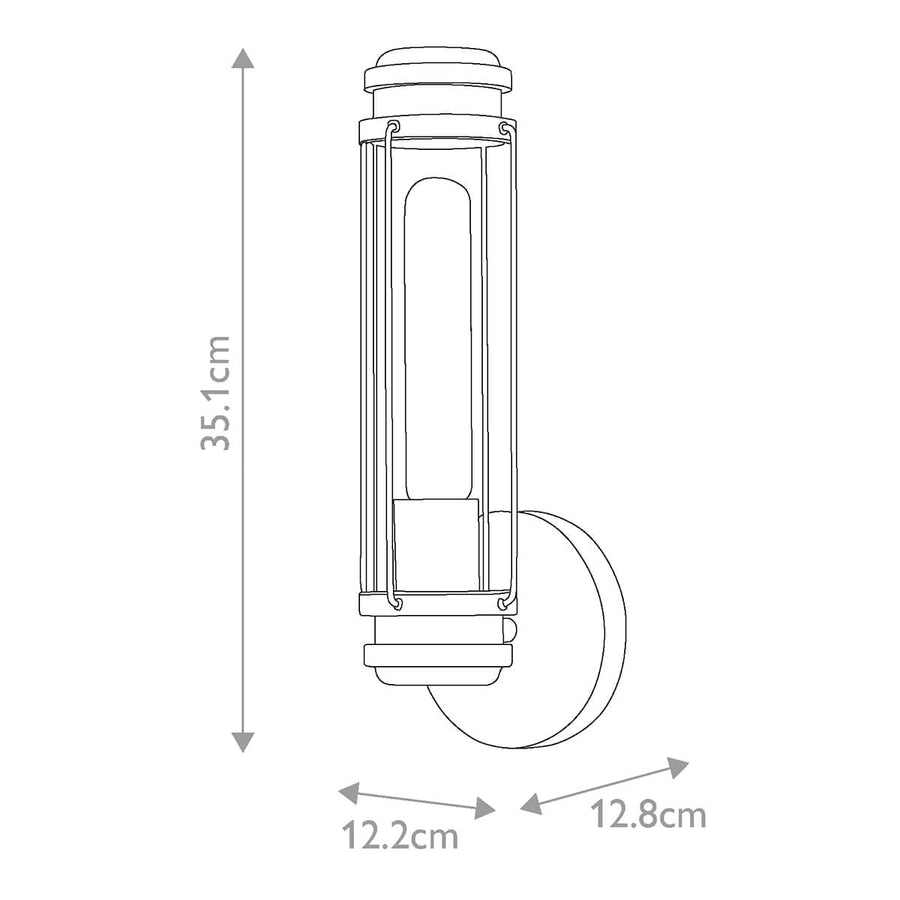 Schéma coté du luminaire avec hauteur et profondeur indiquées en centimètres