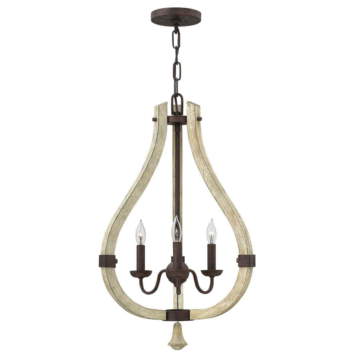 Lustre Middlefield 3 lumières rouille, bois massif