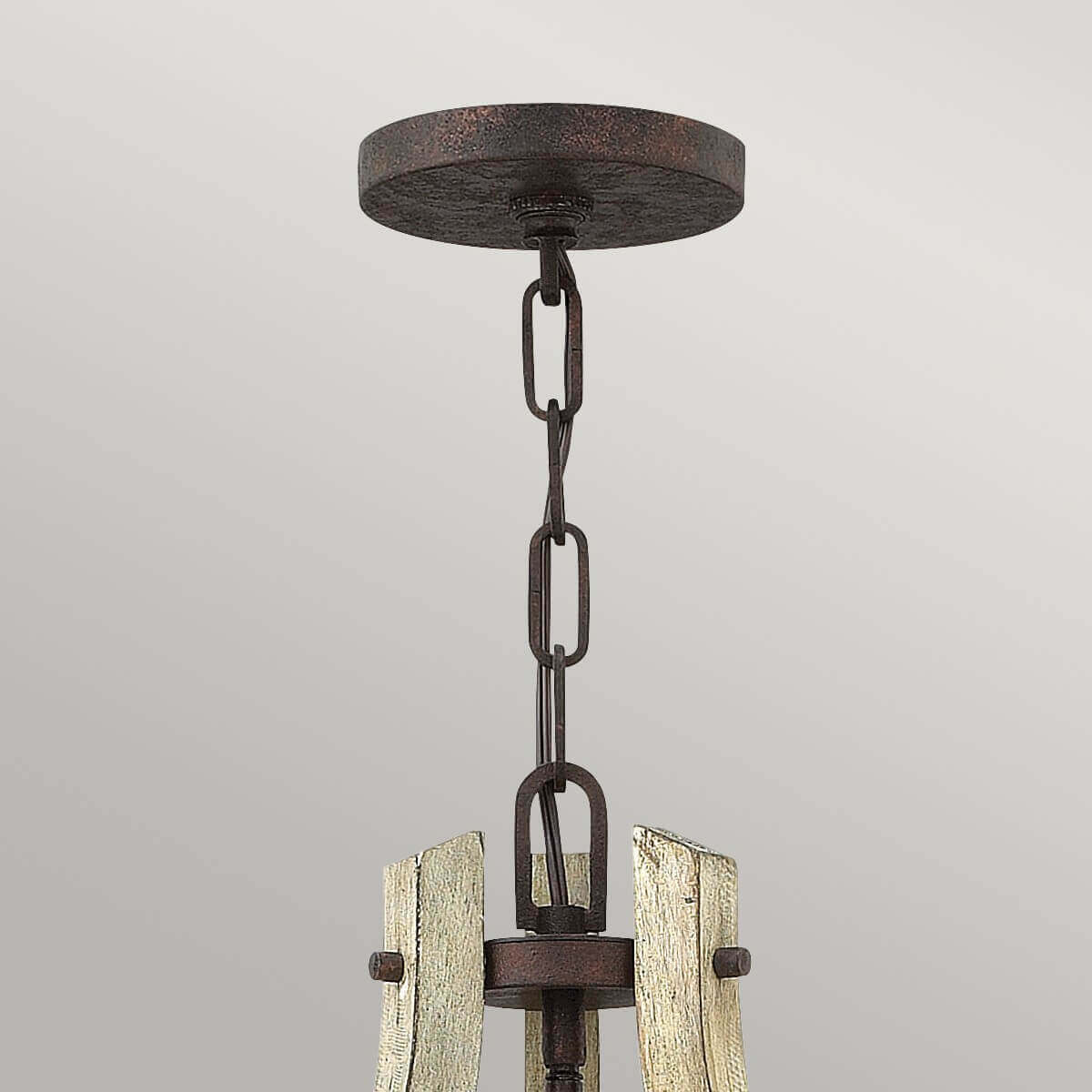 Lustre Middlefield 3 lumières rouille, bois massif