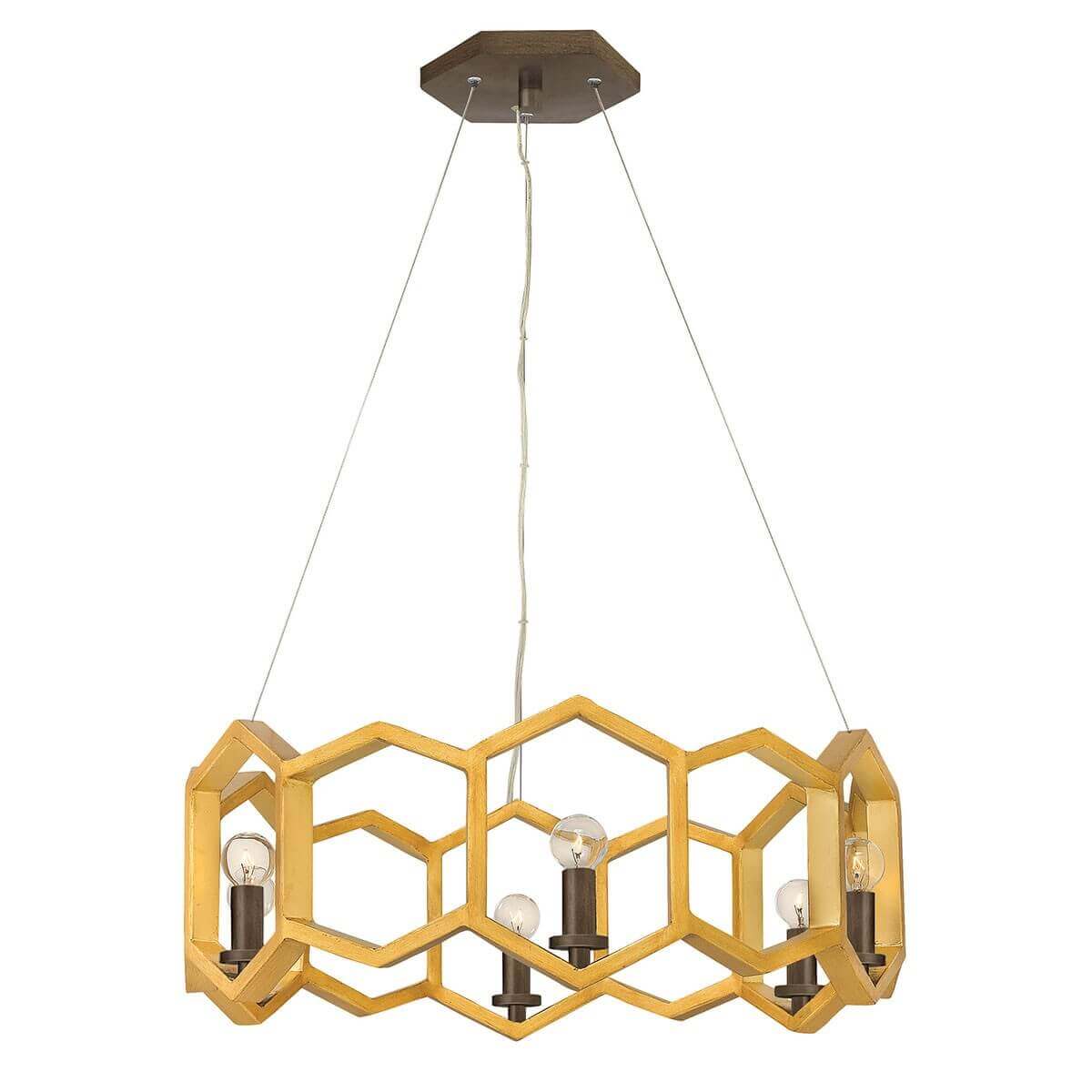 Suspension Moxie 6 lumières dorée, Ø 76,9 cm