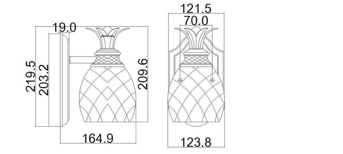 Applique murale Plantation nickel, verre
