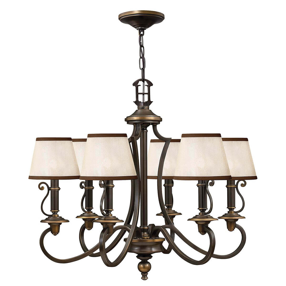 Lustre Plymouth 6 lumières bronze