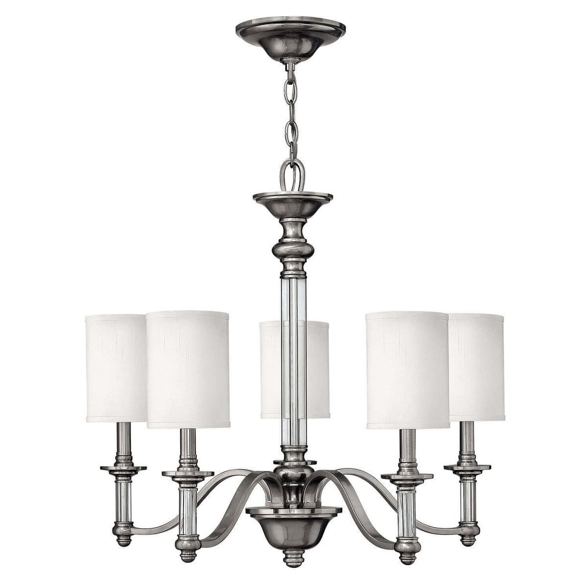 Lustre Sussex 5 lumières nickel satiné, verre
