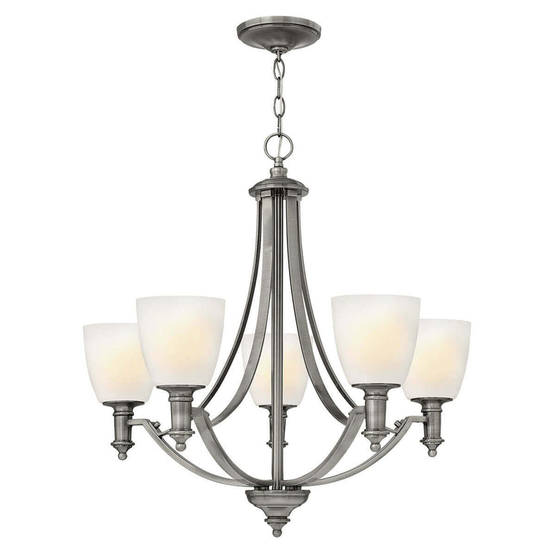 Lustre Truman 5 lumières nickel, verre