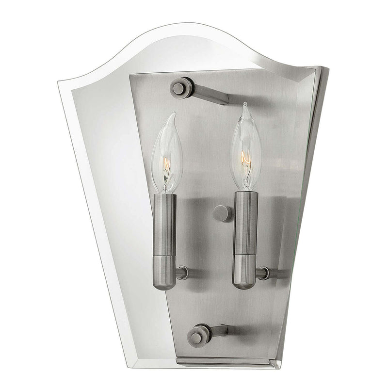 Applique murale Wingate 2 lumières nickel, verre