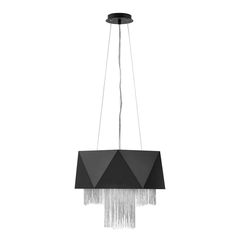 Suspension Zuma 6 lumières noire et argentée, Ø 45 cm