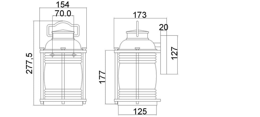 Applique extérieure Ashland Bay, verre, H 27,8 cm