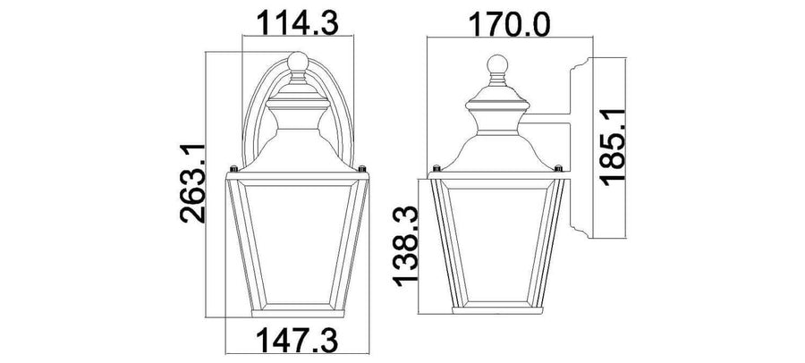Applique extérieure Bay Shore laiton poli, verre, H 26,3 cm