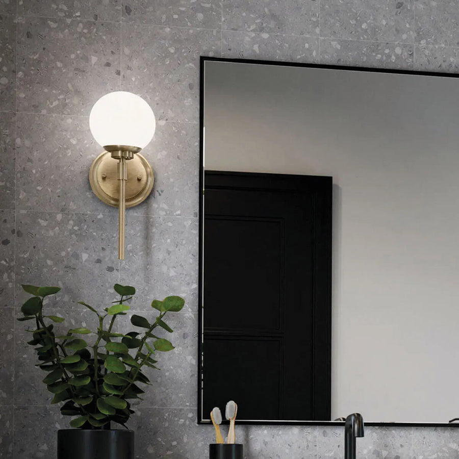 Applique murale Benno bronze et opale, verre