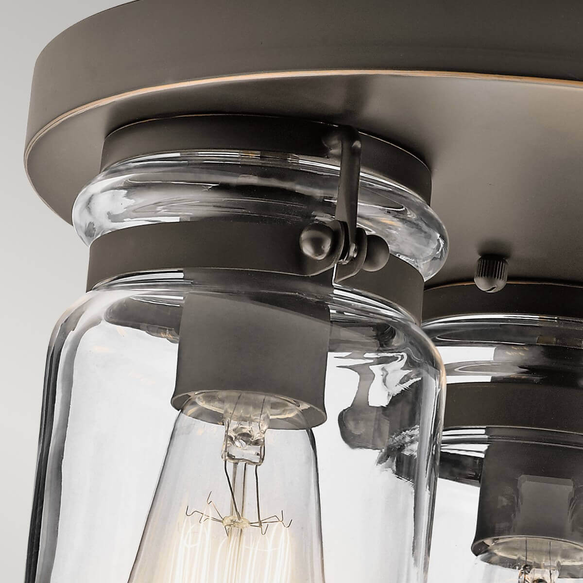 Plafonnier Brinley 3 lumières bronze et nickel satiné, verre