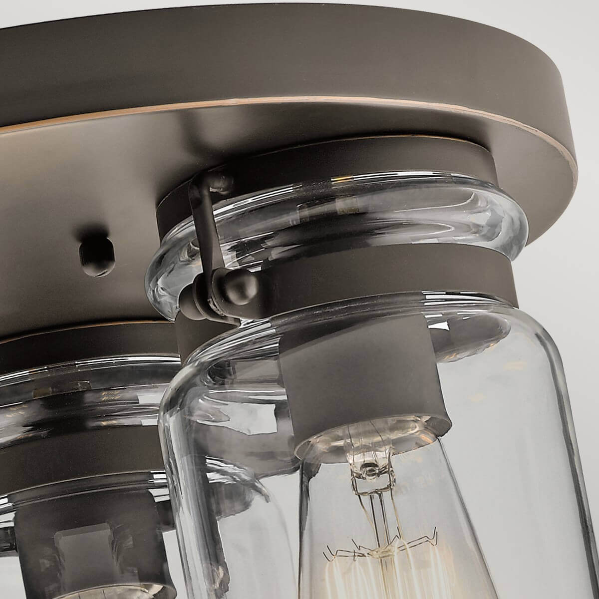 Plafonnier Brinley 3 lumières bronze et nickel satiné, verre
