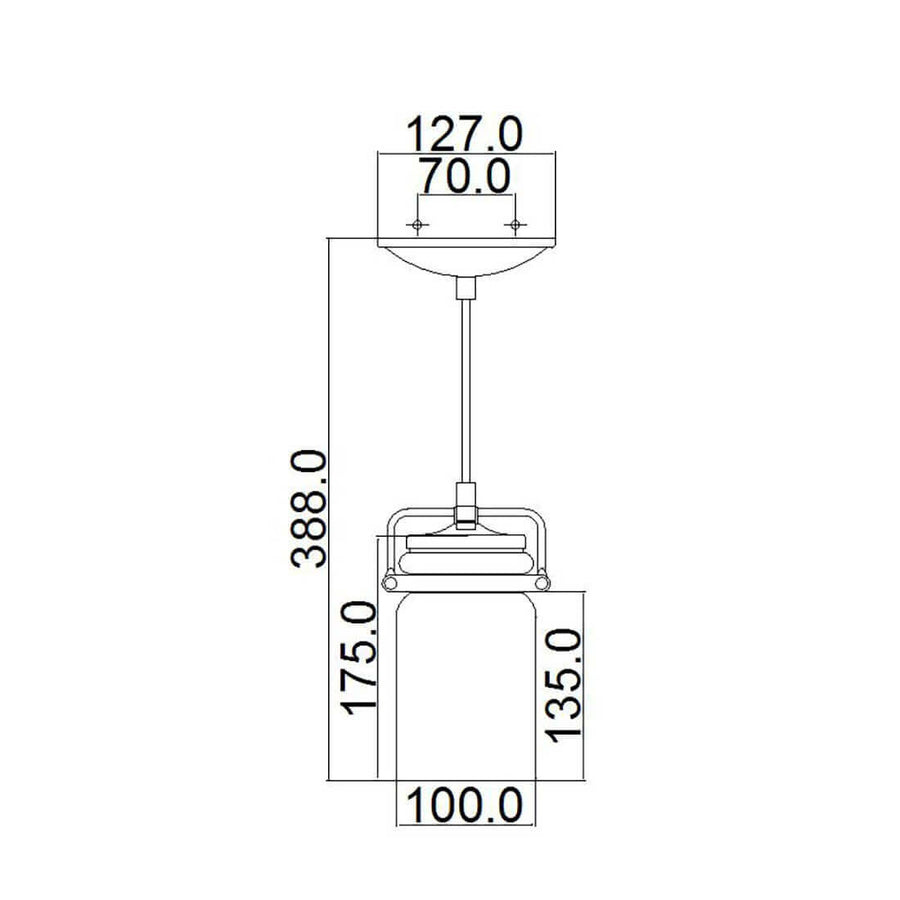Suspension Brinley nickel satiné, verre