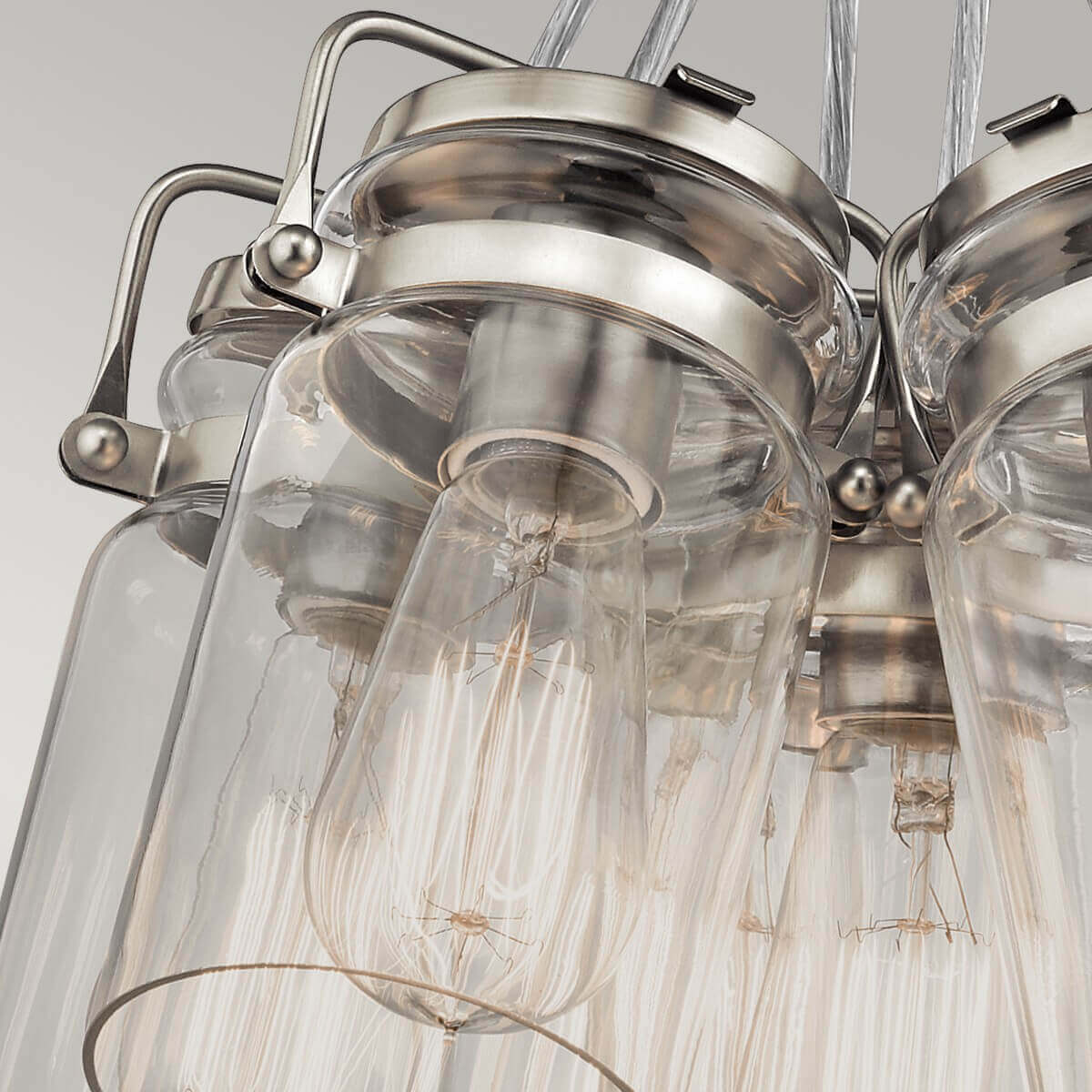 Suspension Brinley 6 lumières nickel satiné, verre