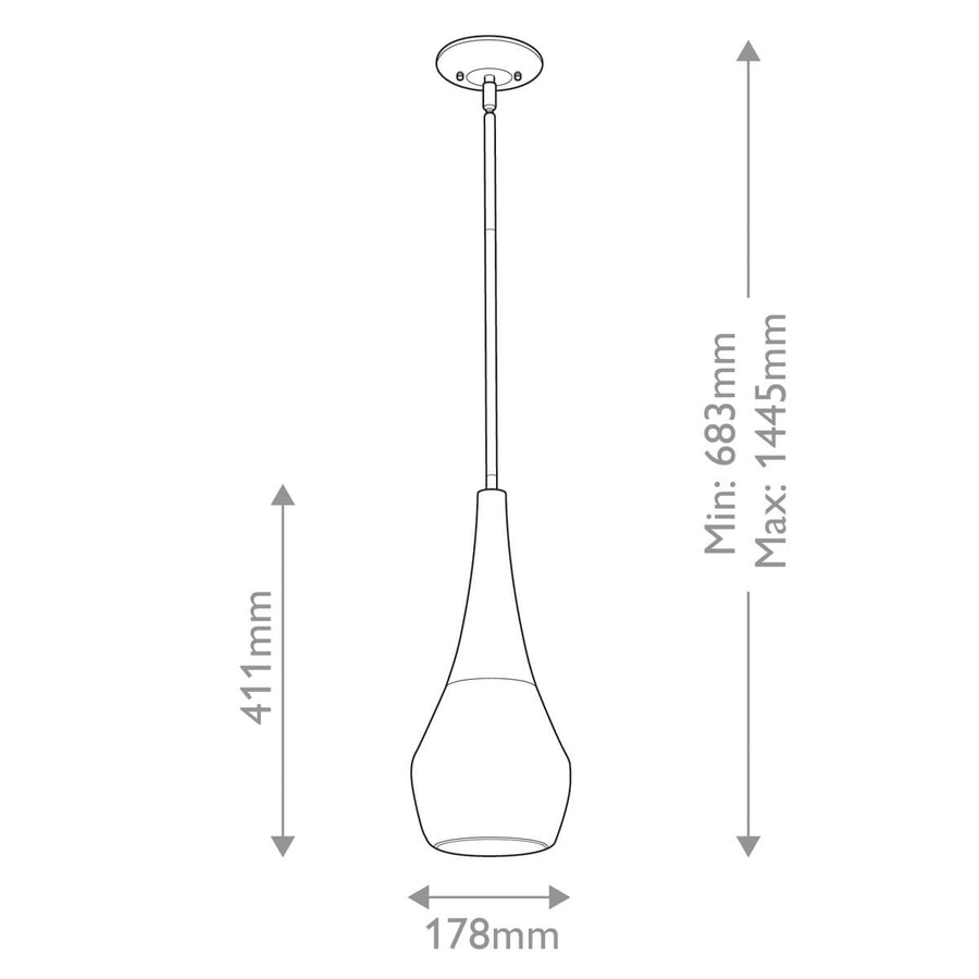 Suspension Deela noire et opale, verre