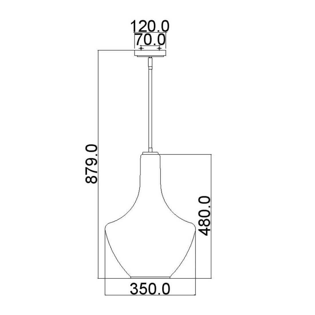 Suspension Everly bronze, verre, H 50,8 cm