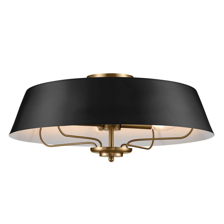 Suspension Luella 4 lumières noire et laiton, verre