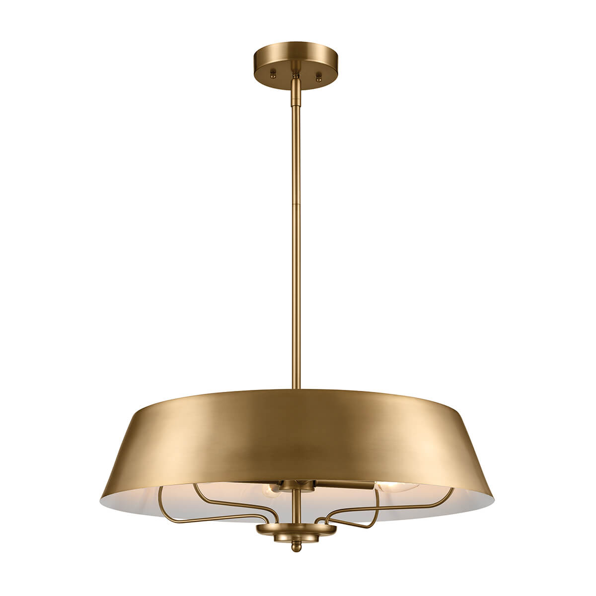 Suspension Luella 4 lumières bois et laiton, verre