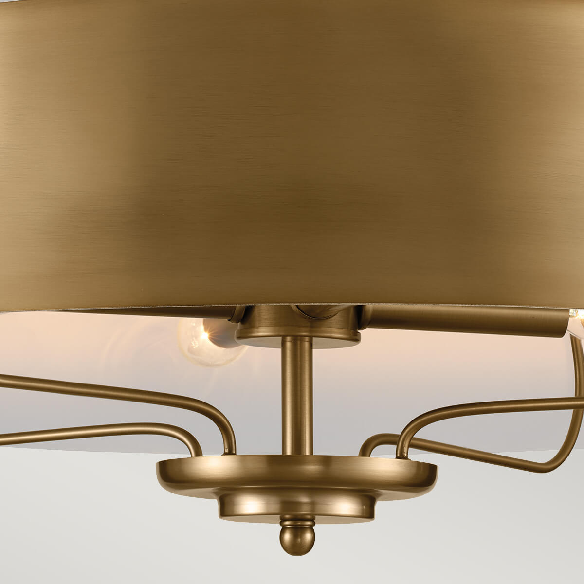 Suspension Luella 4 lumières bois et laiton, verre