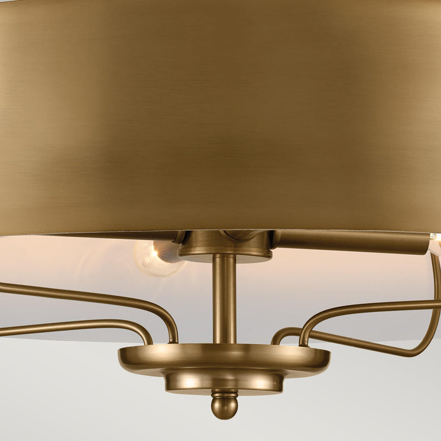 Suspension Luella 4 lumières bois et laiton, verre