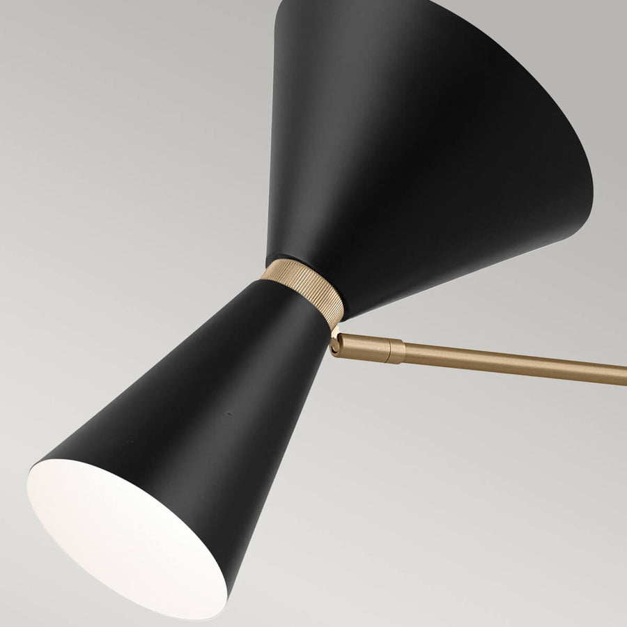 Suspension Phix 4 lumières noire et bronze, verre