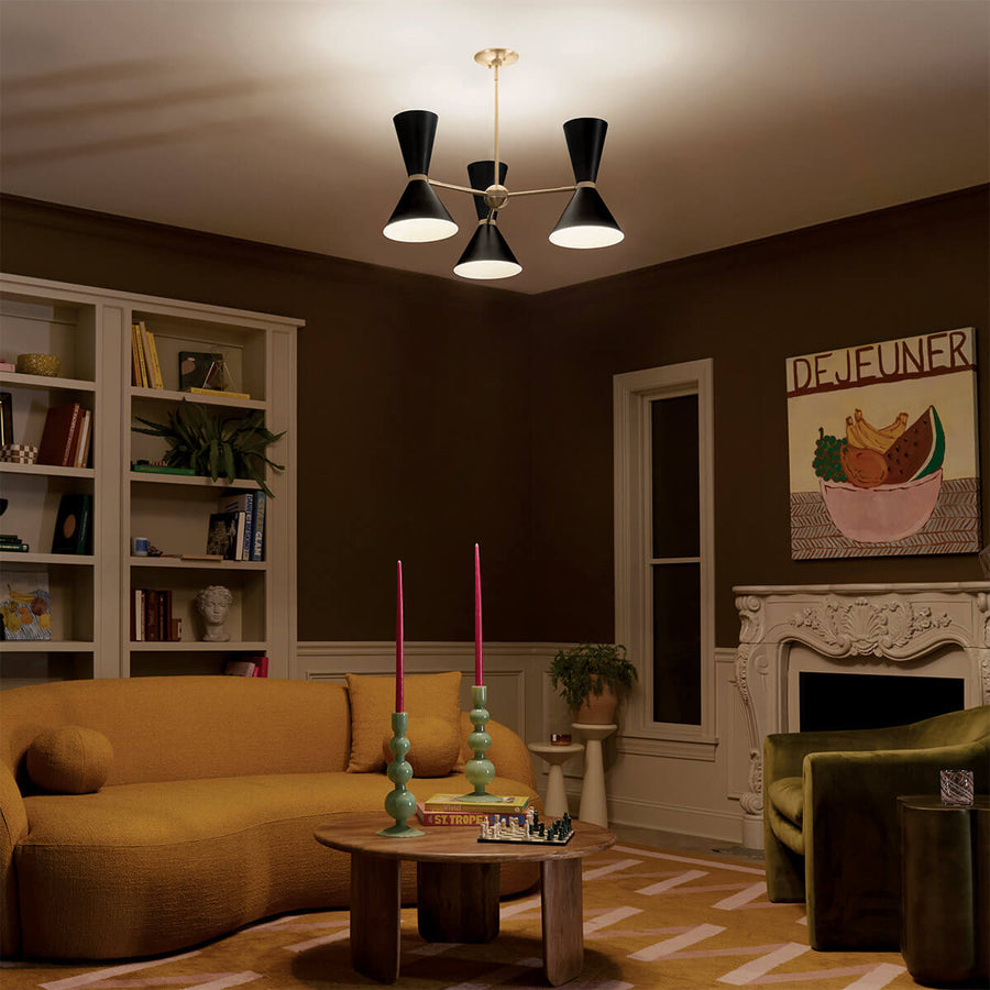Lustre Phix 6 lumières noir et bronze