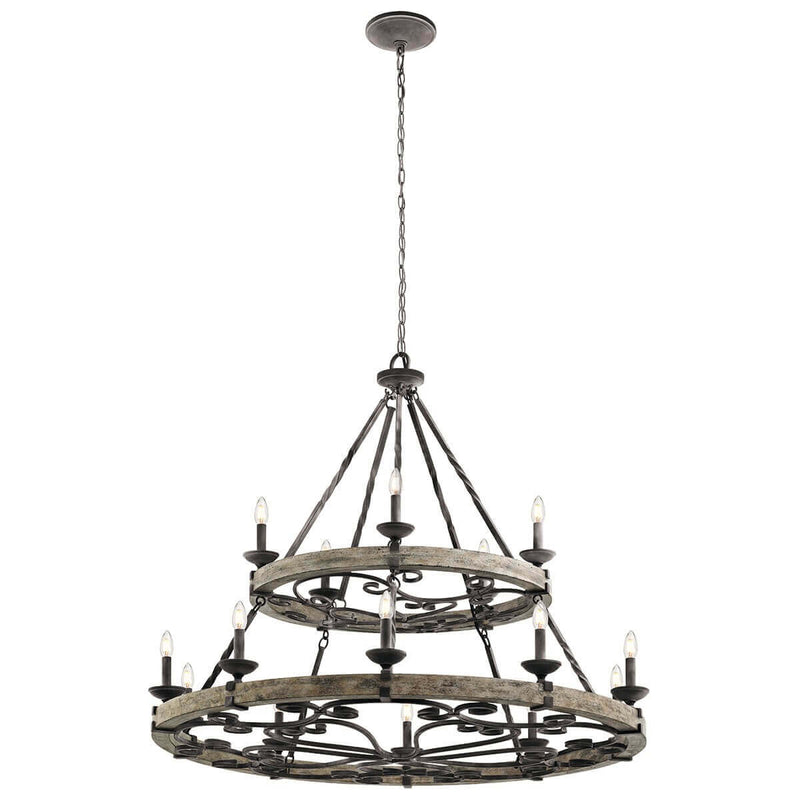 Lustre Taulbee 15 lumières, bois