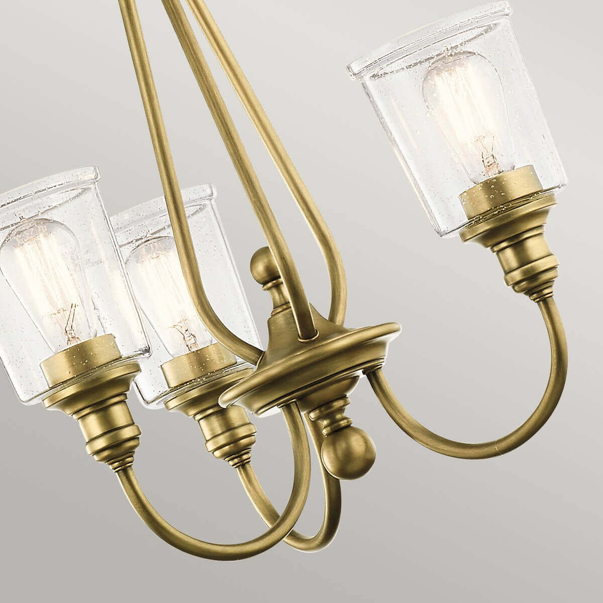 Lustre Waverly 3 lumières bois et laiton, verre