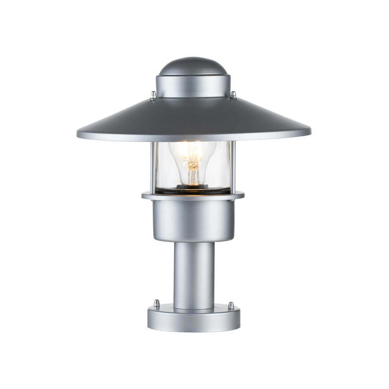 Lampadaire extérieur argenté, H 31,8 cm