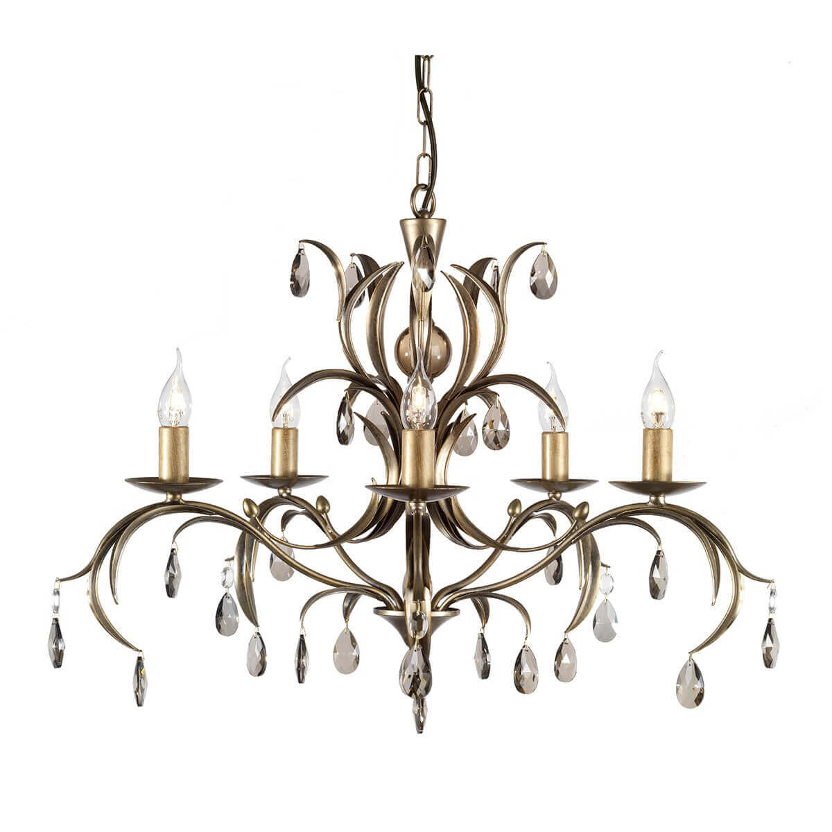 Lustre Lily 5 lumières bronze, verre